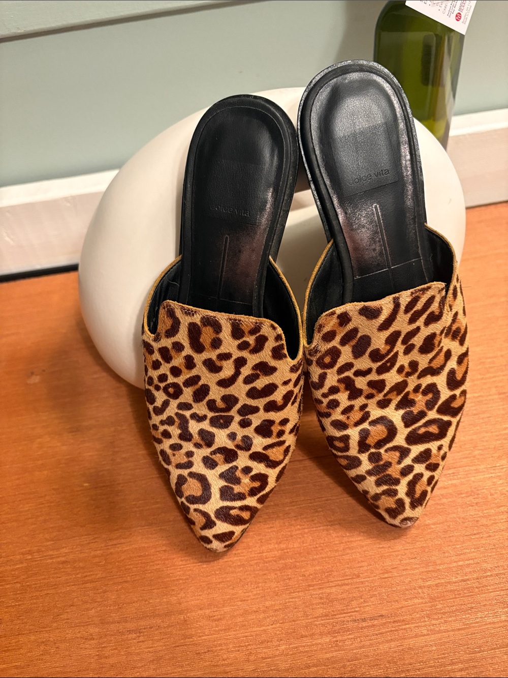 Dolce Vita Leopard Print Pointed Mules in Brown and Tan - Picture 3 of 7